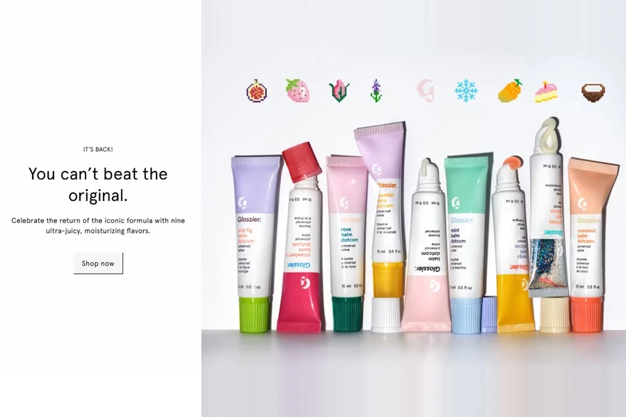 captura del sitio web glossier.com