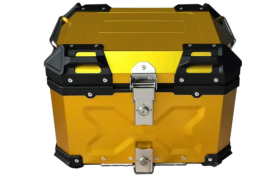 Top case moto en aluminium de couleur jaune