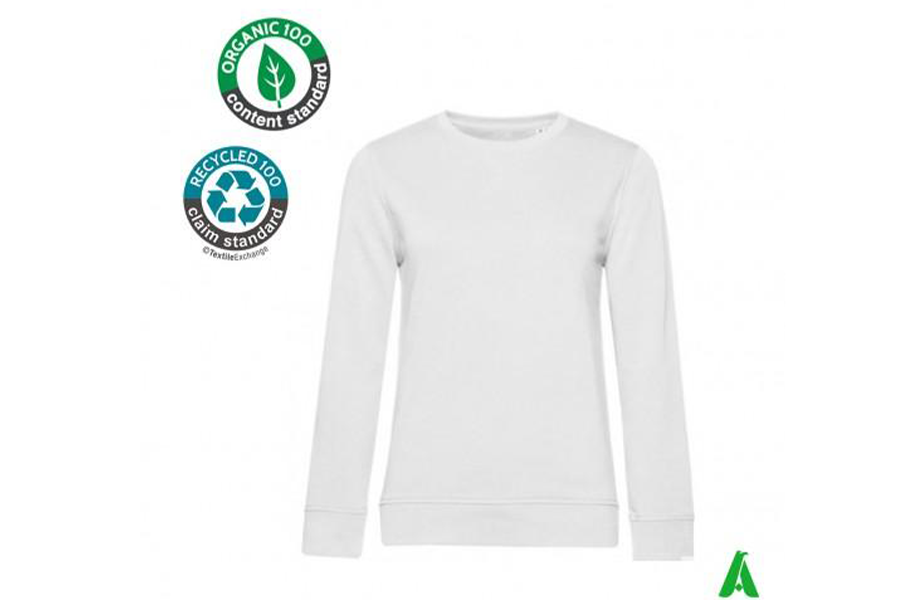 Umweltfreundliches Damen-Sweatshirt aus Bio-Baumwolle mit Stickereiaufdruck für Bekleidung, Tourismus und Sportverbände