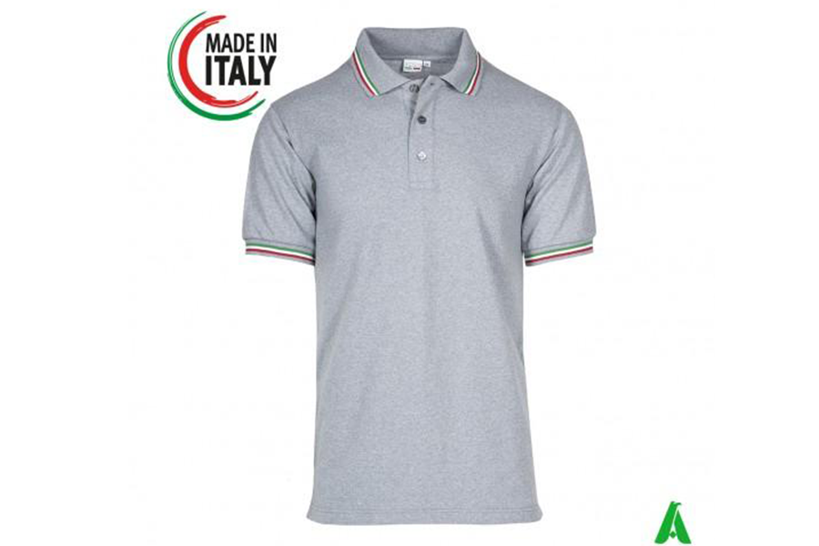 In Italien hergestelltes Herren-Poloshirt mit individueller dreifarbiger Flaggenstickerei