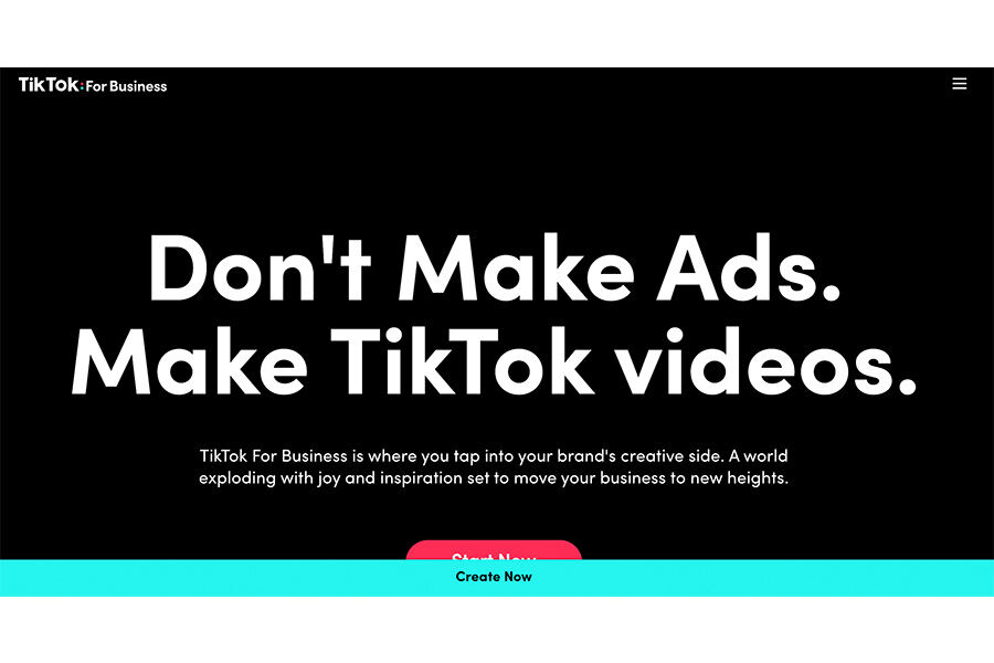 Homepage banner for TikTok business users