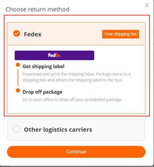 Alibaba Trade Assurance: product return shipping method