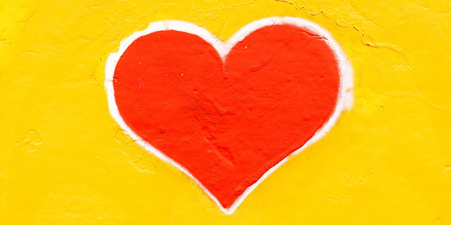 Red Heart On Yellow