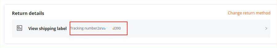Alibaba Trade Assurance: return tracking number