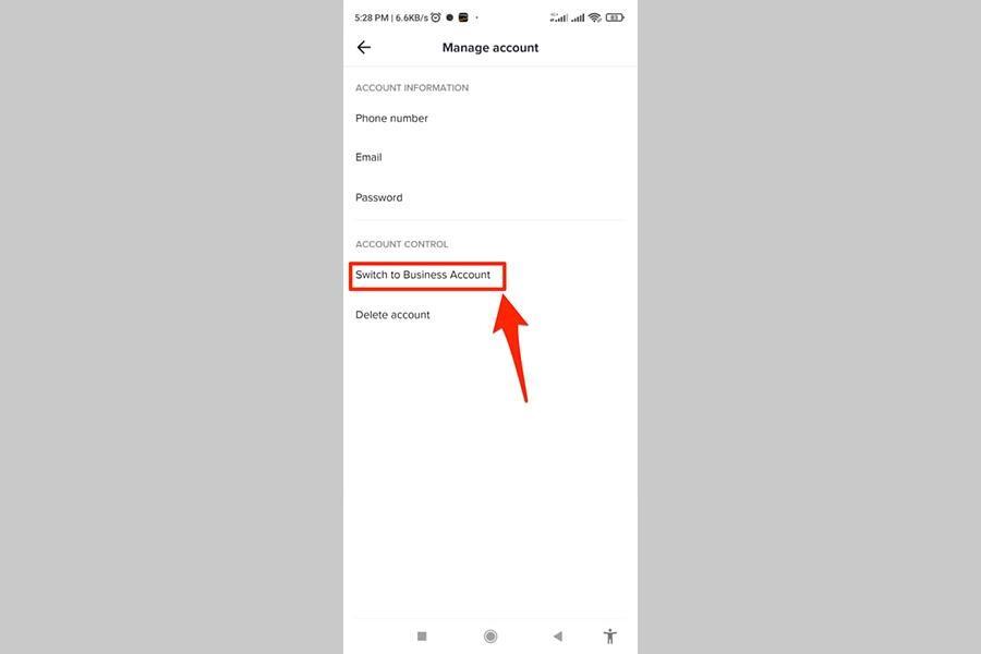 The "Manage account" page screenshot