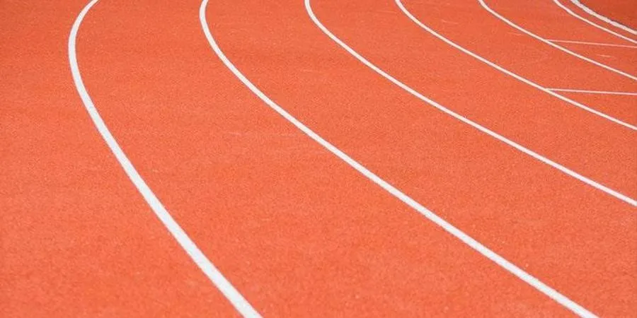 Track and field rubber floor with markings