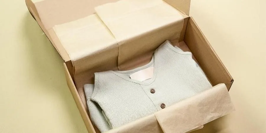 Cardboard packaging box for clothing