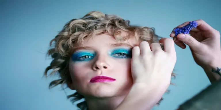 makeup trend futuristic colorful eye and cheek look 2023-24