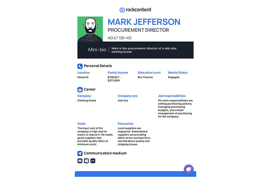 Buyer persona of client B