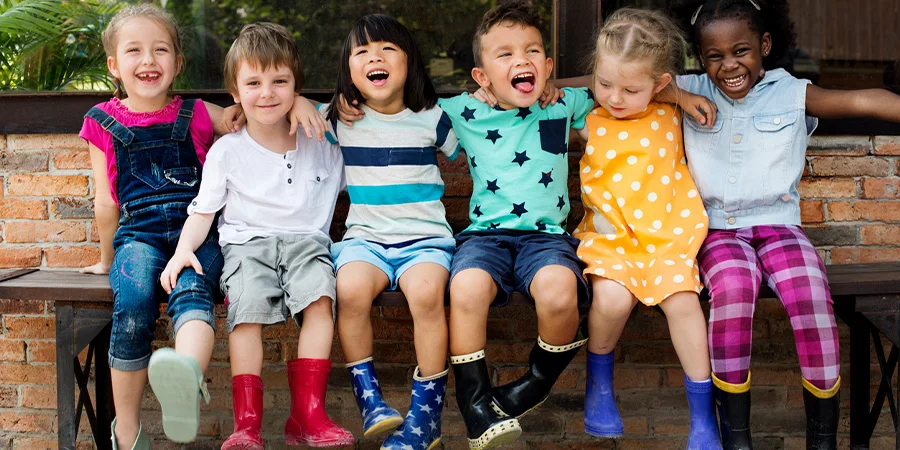 Group of children wearing different apparel