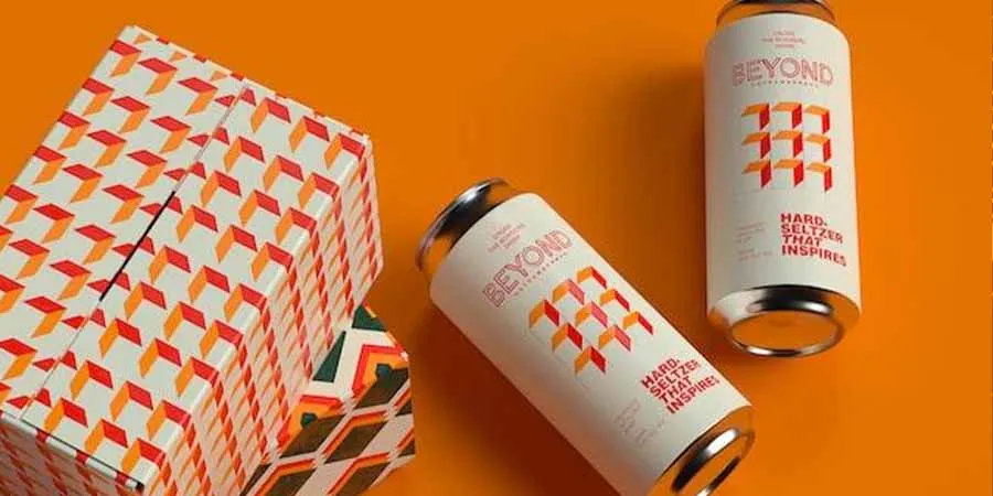Beyond Hard Seltzer conceptual can with boxes