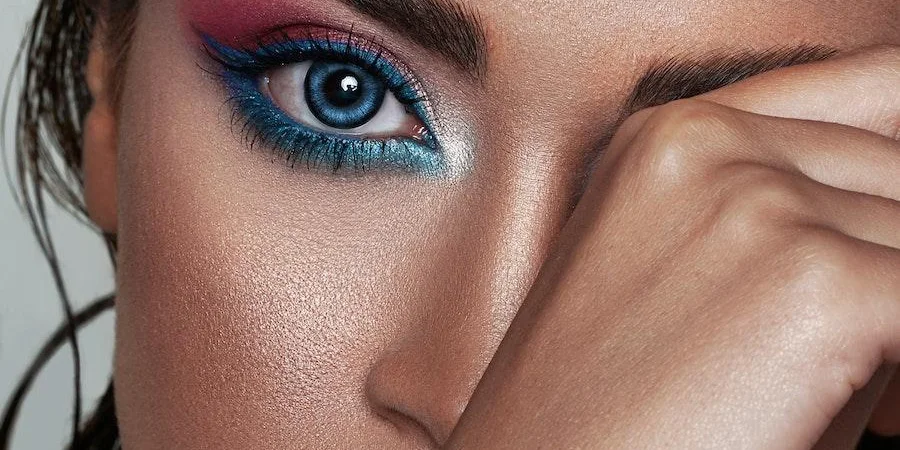 Close-up shot of a beautiful woman in makeup