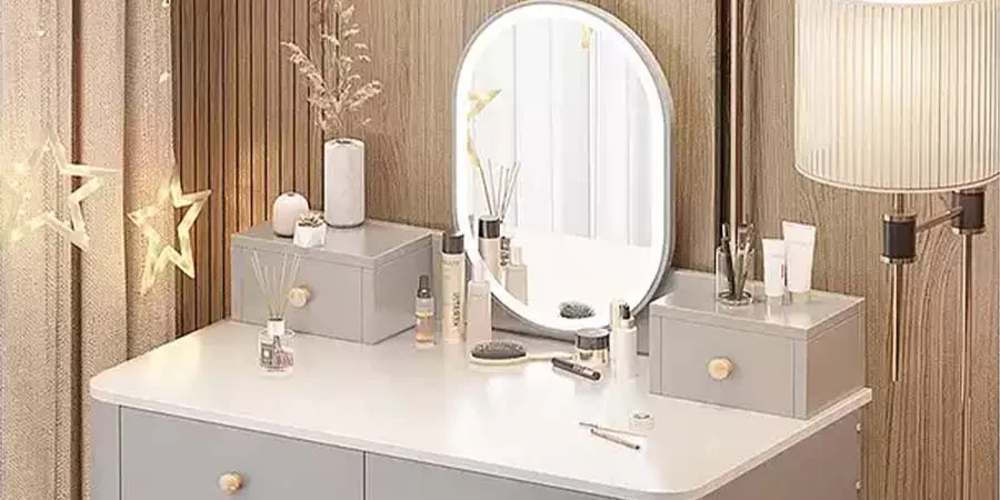 Modern luxury makeup vanity with mirror