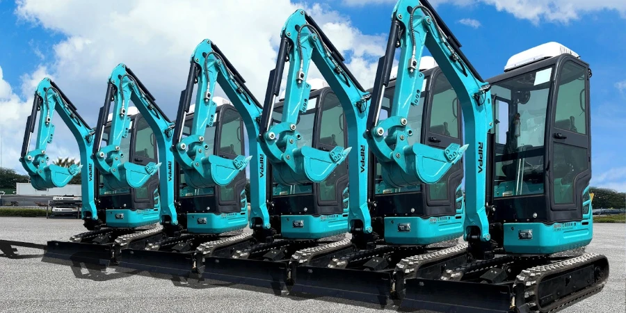 A row of air-conditioned Rippa excavators