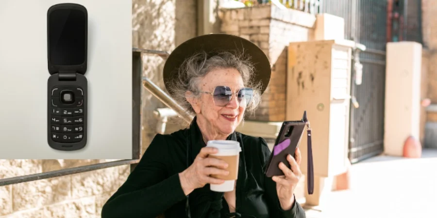 A senior lady using a smartphone