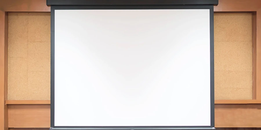 blank white projector screen