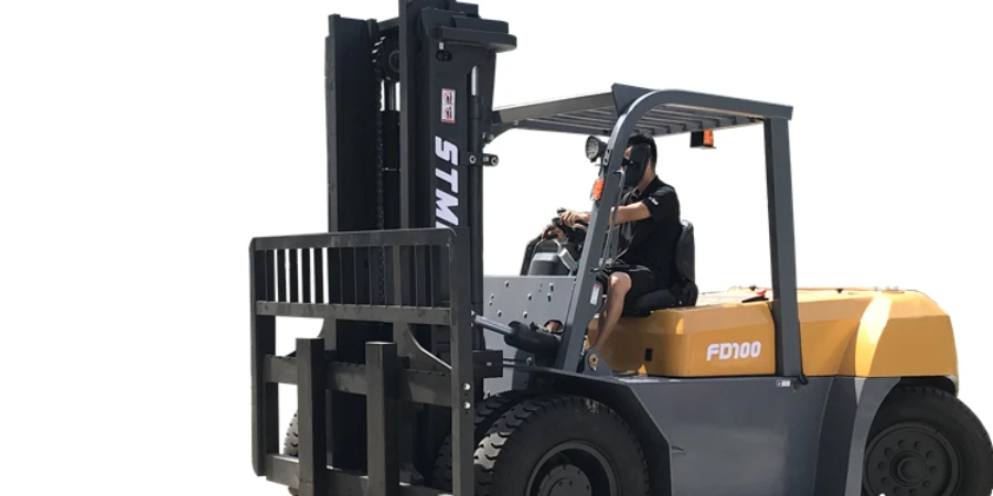 diesel forklift truck with driver