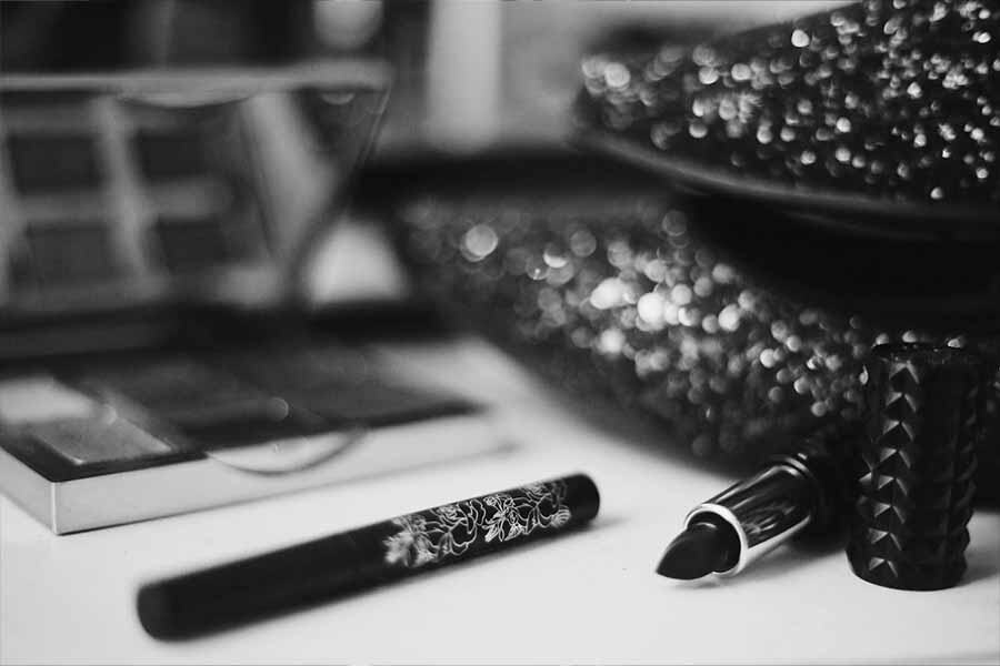 Gothic lipstick on a white table