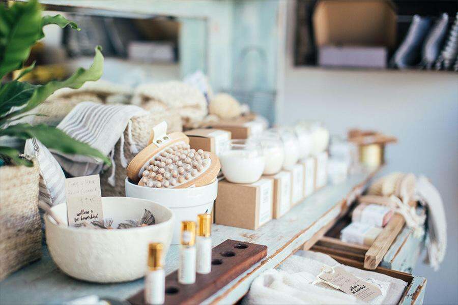 Person going through a selection of wellness products