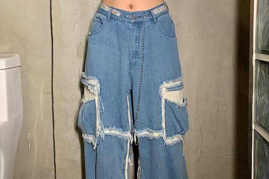 young lady rocking a distressed cargo pants