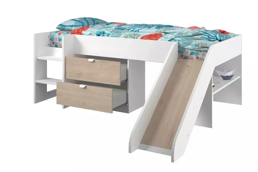 Letto a soppalco per bambini 3 in 1 con scivolo