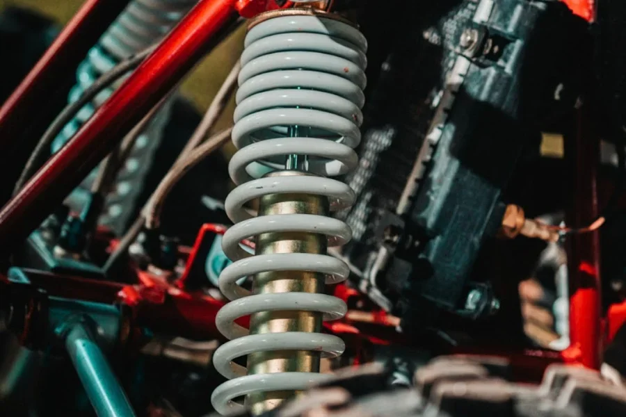 A close view of an installed suspension system