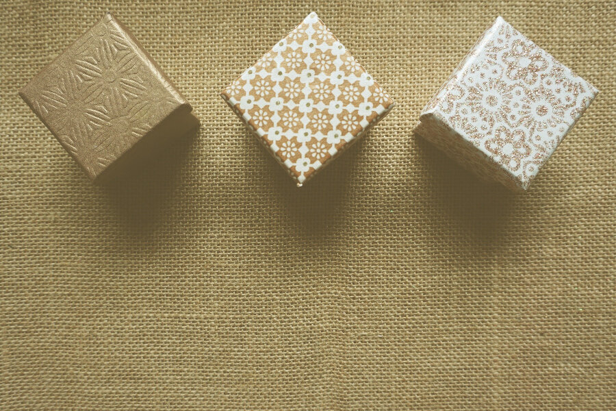 Festive packages in gold tones