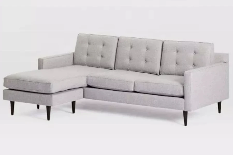 Sofa Chaise berbentuk L berwarna abu-abu