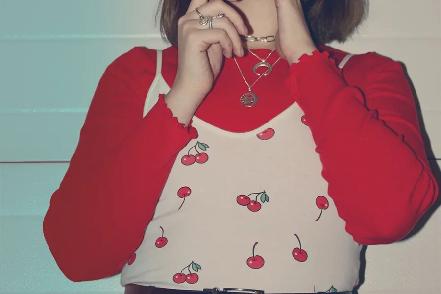 Lady rocking a cartoonish and colorful outfit