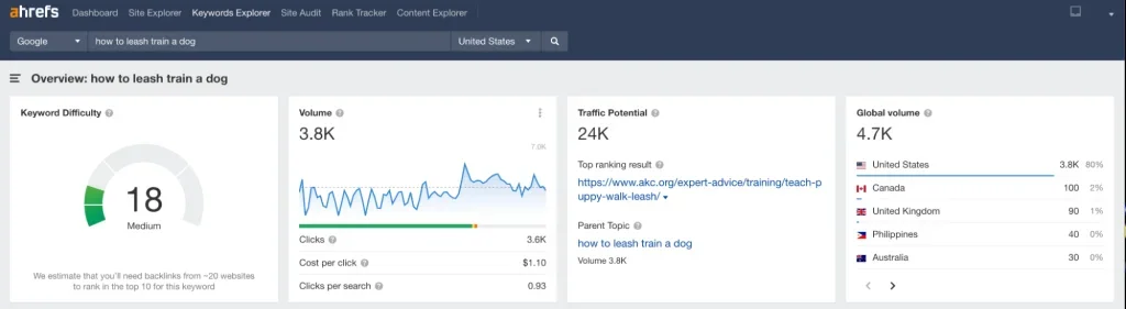 Search for how to leash train a dog
