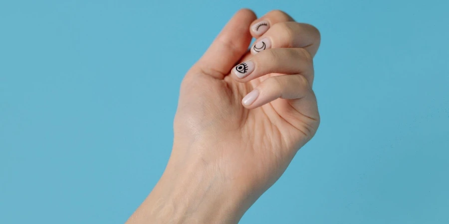 Trendy Korean nail art with stickers