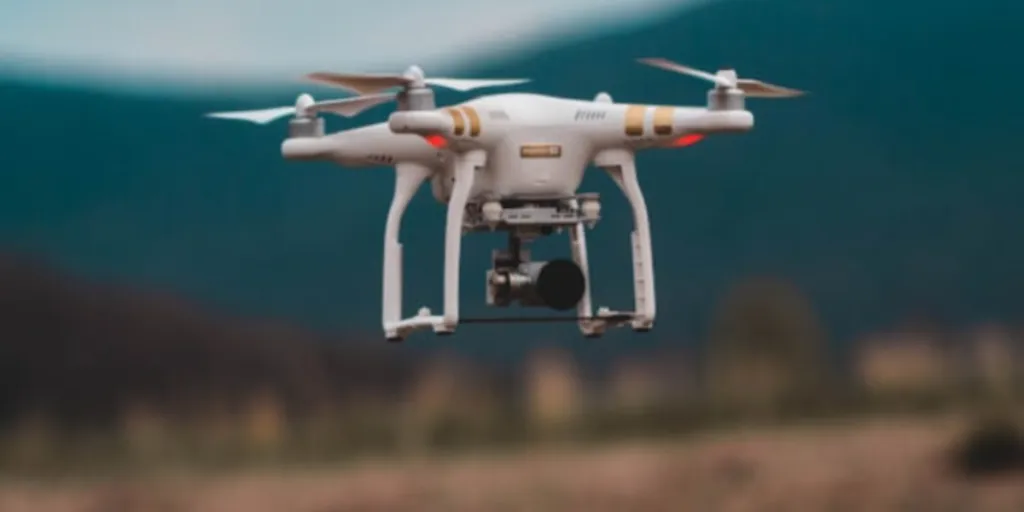 a drone flying in an open field