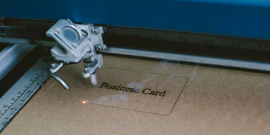 A laser-marked business card from a recycled cardboard