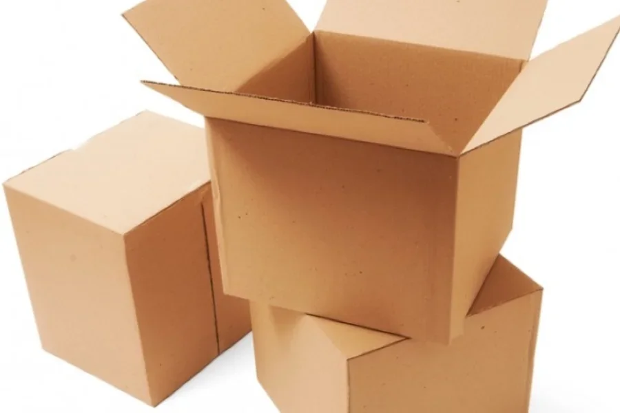Empty corrugated cardboard boxes for product transportation
