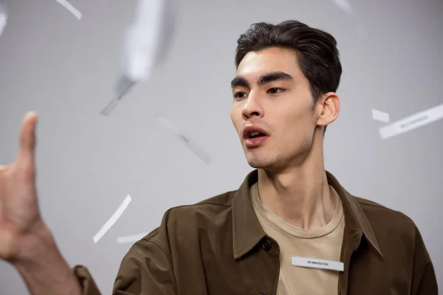 Man wearing a brown overshirt