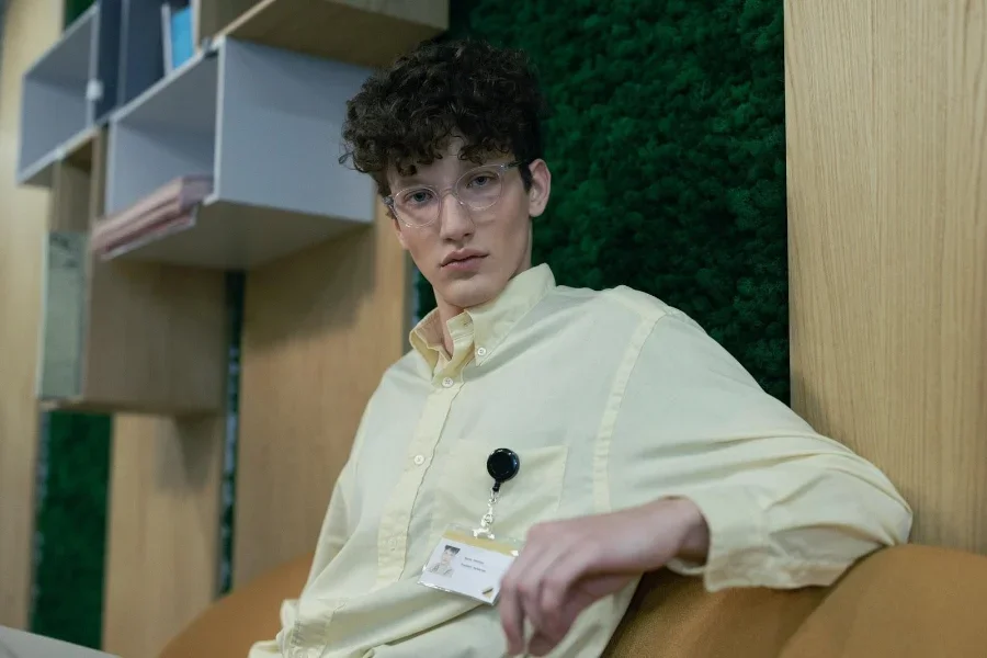 Man wearing a lemon pocket camp shirt