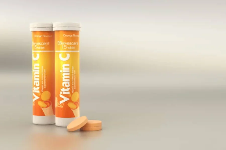 Two tablet tubes holding Vitamin C tablets