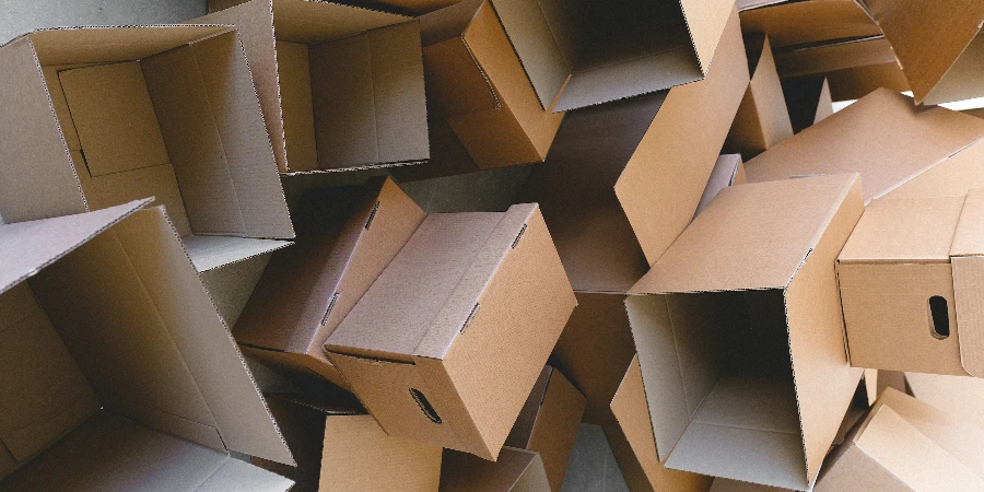 A stack of empty cardboard boxes