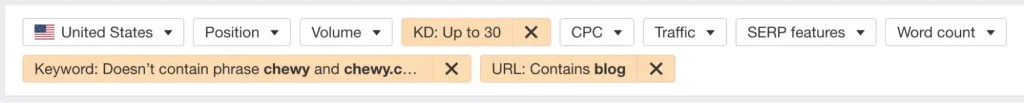 Ahrefs keyword filters