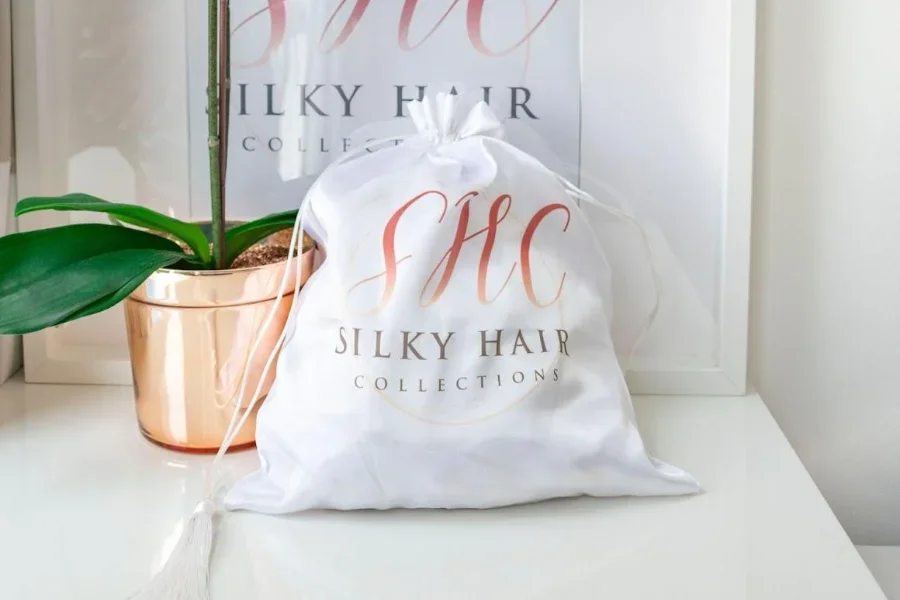 Branded nylon drawstring bag packaging