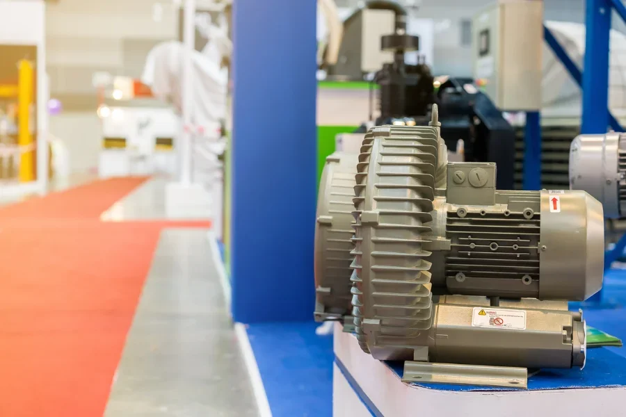 centrifugal blowers on a factory floor