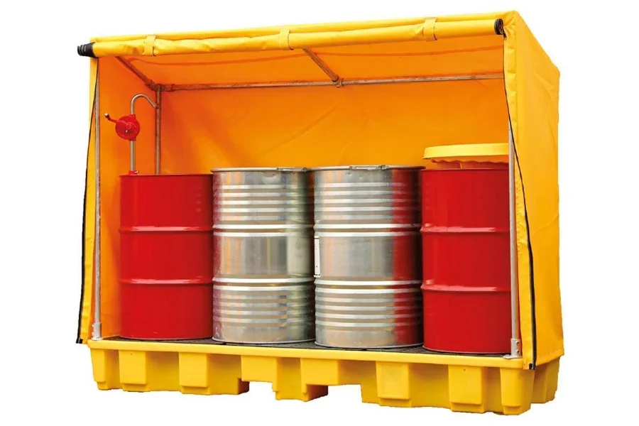 Chemical storage cabinet with a spill containment