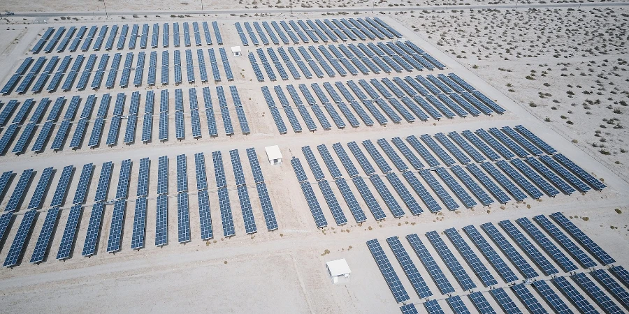 Drone shot of a solar farm