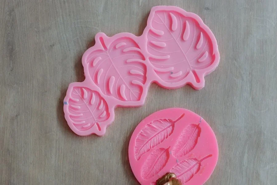 Molde de silicona rosa, resina floral.