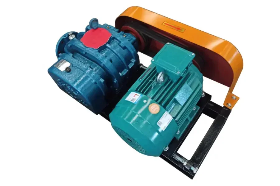 Positive displacement industrial blower on a white background