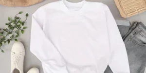 print on demand white sweater laid out