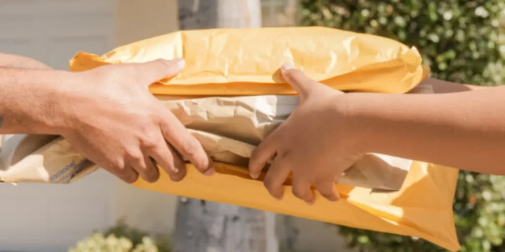 A person handing over delivery packages