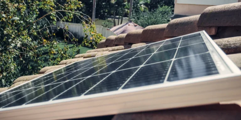 Close up shot of a solar panel on the roof