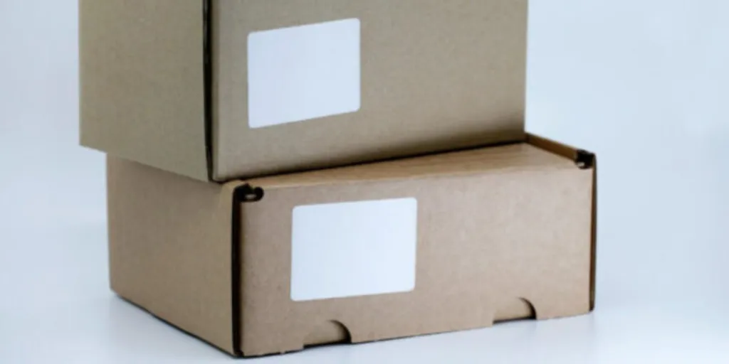 Empty packaging cartons with blank labels to be used for branding purposes