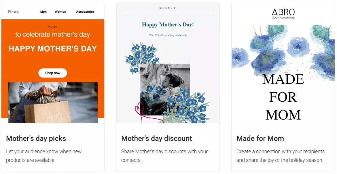 Modèles d'e-mails pour la fête des mères